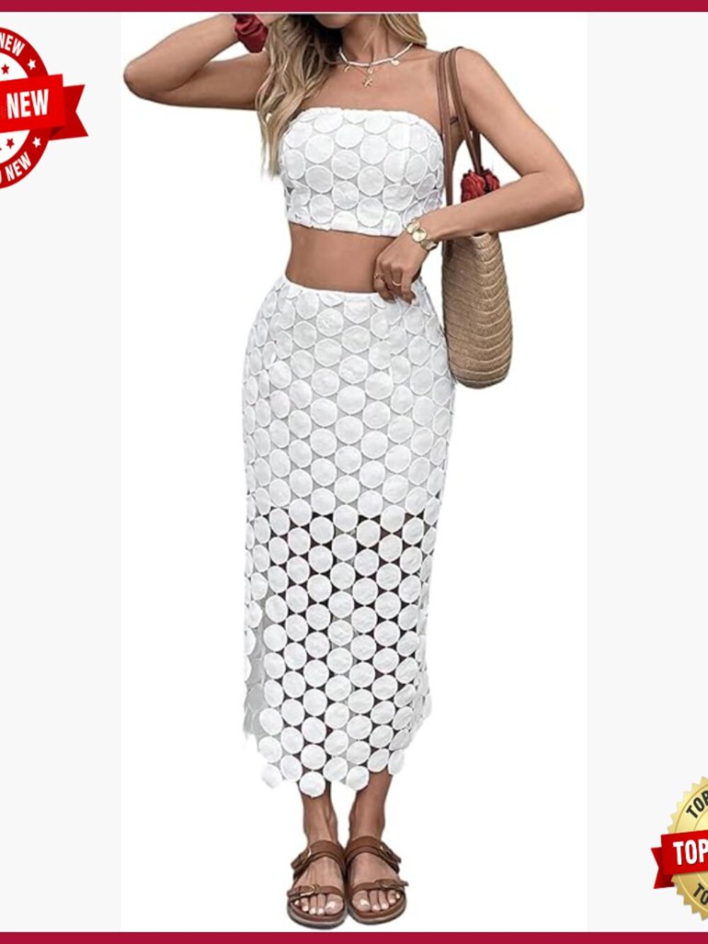 Summer 2 Piece Set Tie Back Crop Tube Top Maxi Skirt Vacation Outfit - Picture 1 of 5